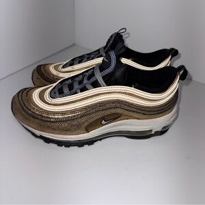 Nike Air Max 97 Golden Gals Metallic Cracked Gold Tone Sneakers in size 8